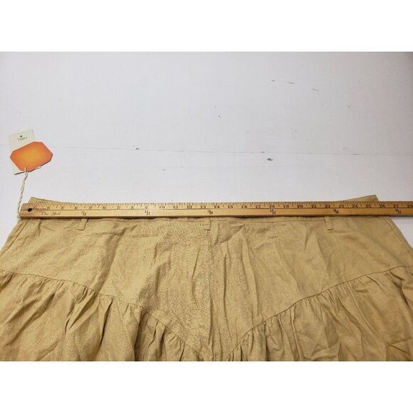 Fe Noel Womens Yoke Pants High Rise Drawstring Linen Blend Beige Sz 28 PLUS SIZE - Picture 7 of 9